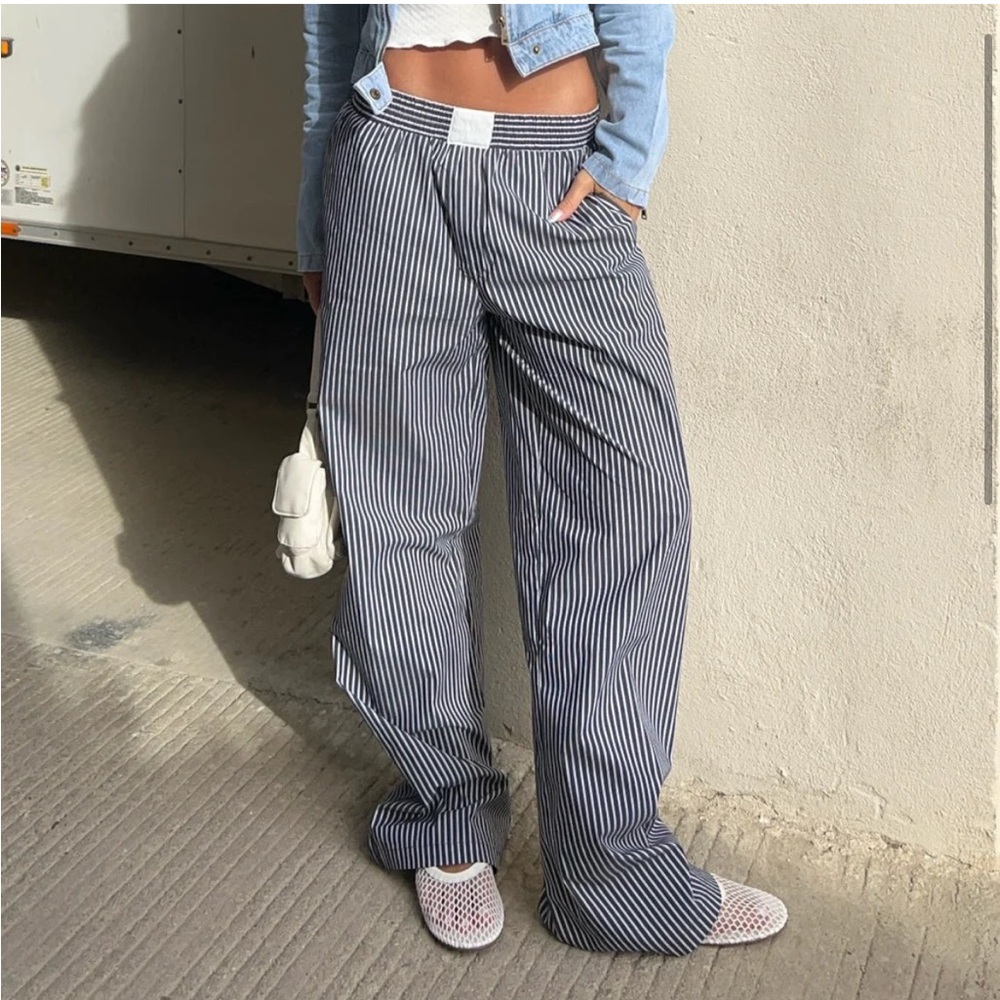 Lioness Black and White Cobain Striped Pants